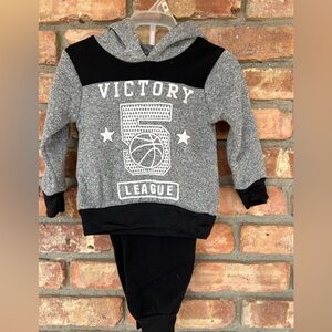 Gray and Black Victory League basketball logo Hoodie Set size 12 months. New